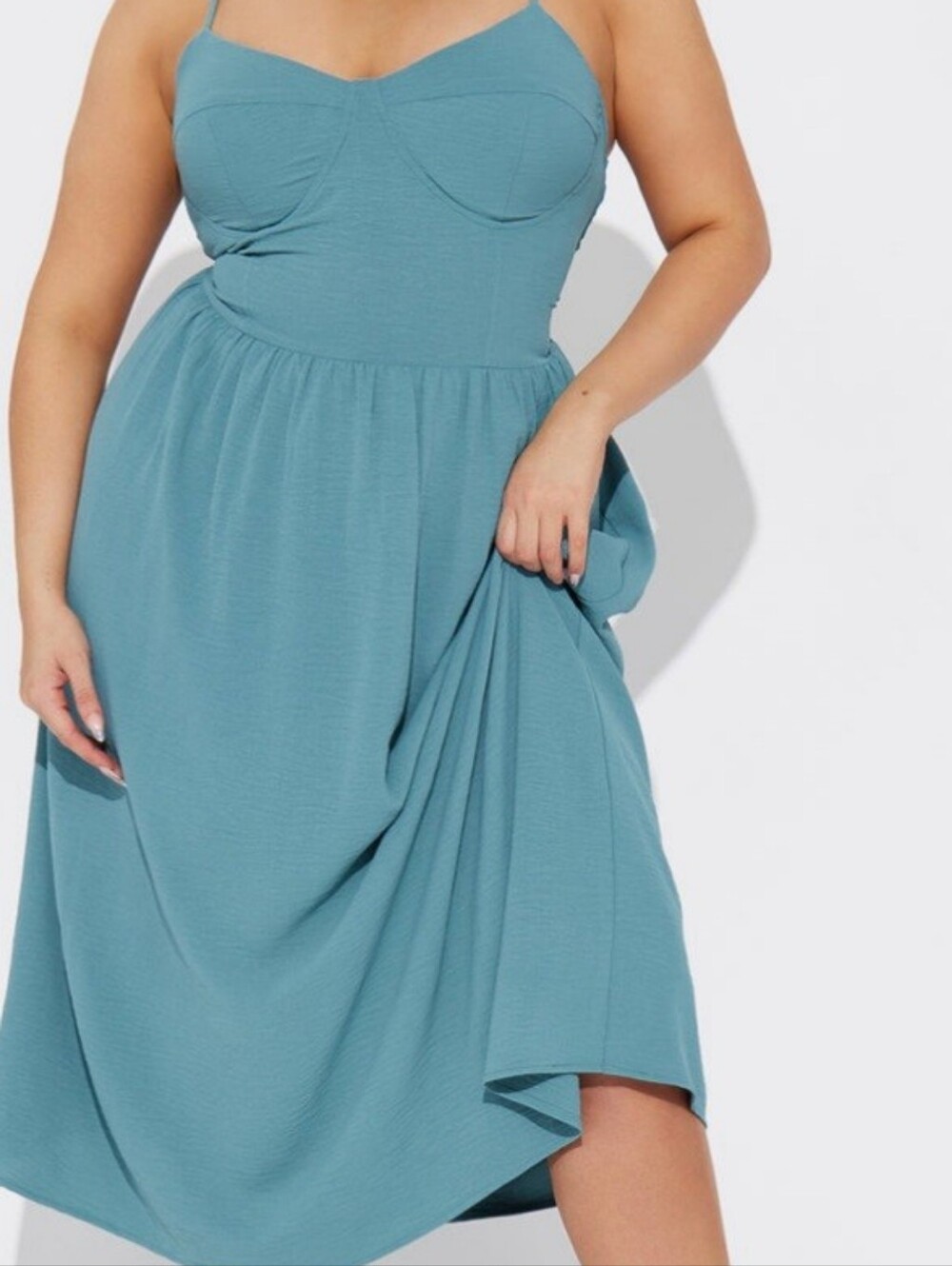Fashio Nova Teal Spaghetti Strap Midi Dress - 1X